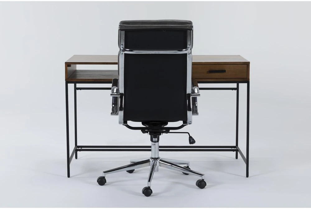 Hollis Writing Desk + Moby Grey High Back Rolling Office Chair 3 Hollis Writing Desk + Moby Grey High Back Rolling Office Chair