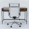 Hollis Writing Desk + Moby White High Back Rolling Office Chair -Modern Office Shop 309909 brown wood desk and chair set signature 01