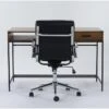 Hollis Writing Desk + Moby Black Low Back Rolling Office Chair 1 Hollis Writing Desk + Moby Black Low Back Rolling Office Chair -Modern Office Shop 309910 brown wood desk and chair set signature 01