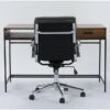 Hollis Writing Desk + Moby Grey Low Back Rolling Office Chair 1 Hollis Writing Desk + Moby Grey Low Back Rolling Office Chair -Modern Office Shop 309911 brown wood desk and chair set signature 01