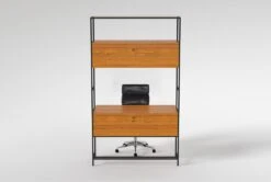 Hollis 49" Wall Desk + Moby Black High Back Rolling Office Chair -Modern Office Shop 309914 brown wood desk and chair set back 65