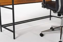 Hollis 49" Wall Desk + Moby Black High Back Rolling Office Chair -Modern Office Shop 309914 brown wood desk and chair set detail 44