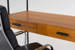 Hollis 49" Wall Desk + Moby Black High Back Rolling Office Chair -Modern Office Shop 309914 brown wood desk and chair set detail 45