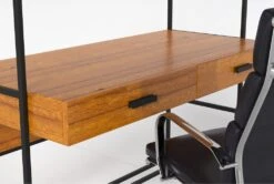 Hollis 49" Wall Desk + Moby Black High Back Rolling Office Chair -Modern Office Shop 309914 brown wood desk and chair set detail 46