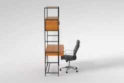 Hollis 49" Wall Desk + Moby Grey High Back Rolling Office Chair -Modern Office Shop 309915 brown wood desk and chair set side 20