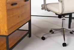 Hollis 3Pc Corner Desk + Moby White High Back Rolling Office Chair 14 Hollis 3Pc Corner Desk + Moby White High Back Rolling Office Chair -Modern Office Shop 309918 brown wood desk and chair set detail 44