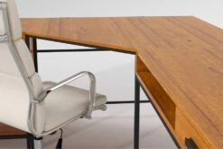 Hollis 3Pc Corner Desk + Moby White High Back Rolling Office Chair 15 Hollis 3Pc Corner Desk + Moby White High Back Rolling Office Chair -Modern Office Shop 309918 brown wood desk and chair set detail 45