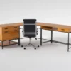 Hollis 3Pc Corner Desk + Moby Black High Back Rolling Office Chair -Modern Office Shop 309920 brown wood desk and chair set signature 01