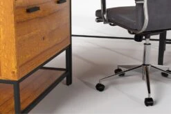 Hollis 3Pc Corner Desk + Moby Grey Low Back Rolling Office Chair -Modern Office Shop 309921 brown wood desk and chair set detail 44