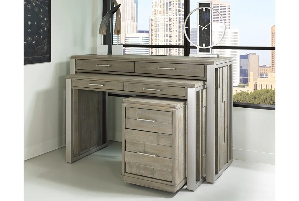 Bolton Grey Nesting L-Shaped Desk 3 Piece Set - Image 3