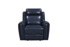 Thayer Blue Leather Power Glider Recliner With USB