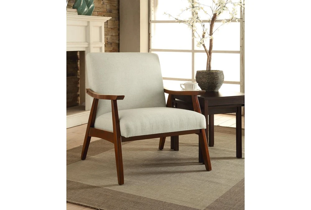 Davis Linen Chair With Medium Espresso Frame 6 Davis Linen Chair With Medium Espresso Frame - Image 4