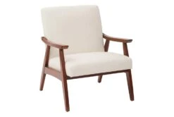 Davis Linen Chair With Medium Espresso Frame