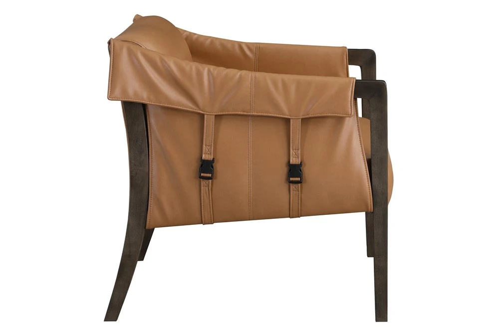 Senfield Camel Faux Leather Walnut Frame Accent Chair 4 Senfield Camel Faux Leather Walnut Frame Accent Chair - Image 2