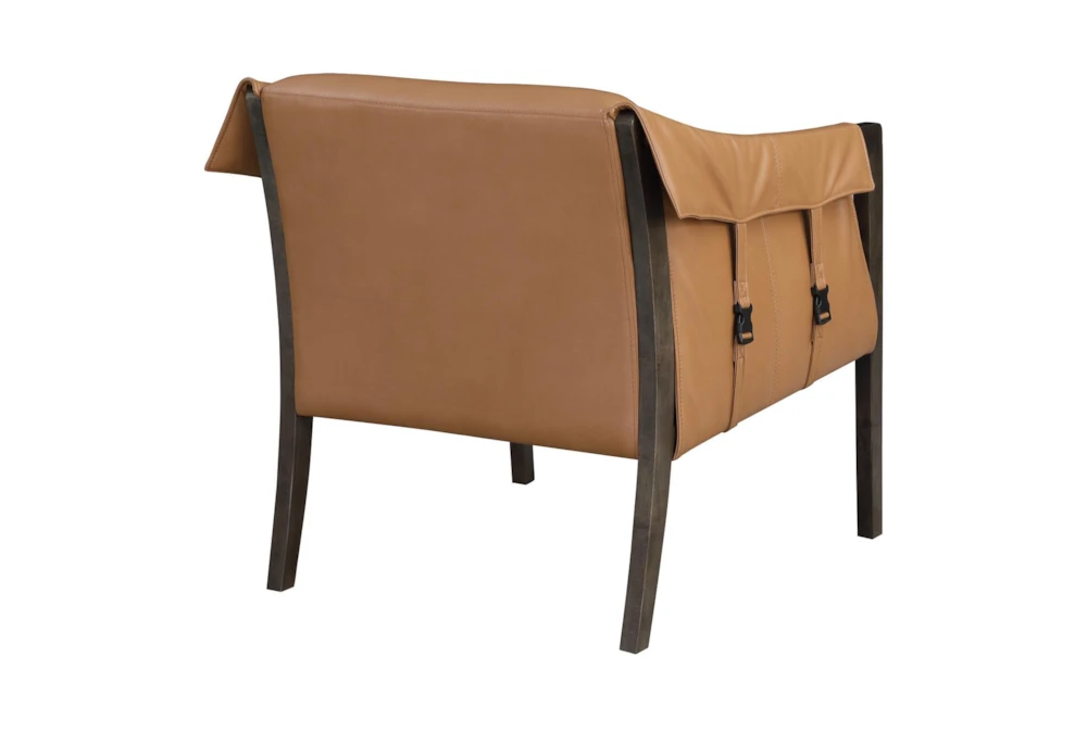 Senfield Camel Faux Leather Walnut Frame Accent Chair 5 Senfield Camel Faux Leather Walnut Frame Accent Chair - Image 3