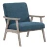 Tommy Azure Armchair With Brushed Grey Finish Frame -Modern Office Shop 316123 blue plywood accent chair signature 01