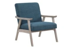 Tommy Azure Armchair With Brushed Grey Finish Frame
