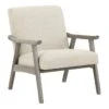 Tommy Linen Armchair With Brushed Grey Finish Frame