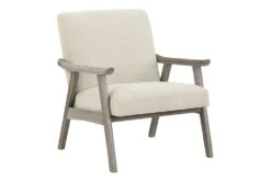 Tommy Linen Armchair With Brushed Grey Finish Frame