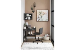 Corson Black L-Shaped Desk And Wall Shelf 7 Corson Black L-Shaped Desk And Wall Shelf -Modern Office Shop 318593 black wood desk and hutch set room 85