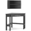 Corson Black L-Shaped Desk And Wall Shelf -Modern Office Shop 318593 black wood desk and hutch set signature 01
