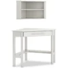 Highline White L-Shaped Desk And Wall Shelf -Modern Office Shop 318594 white wood desk and hutch set signature 01