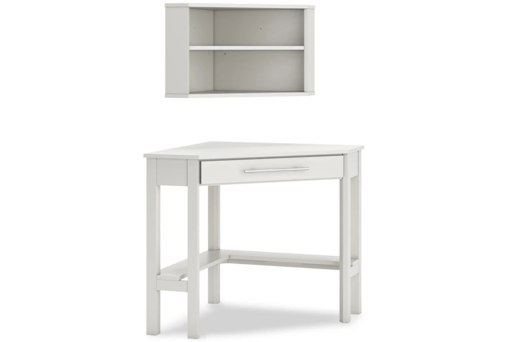 Highline White L-Shaped Desk And Wall Shelf 3 Highline White L-Shaped Desk And Wall Shelf