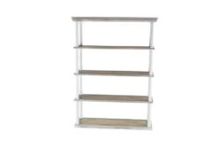 64" Brown Wood Farmhouse Shelving Unit