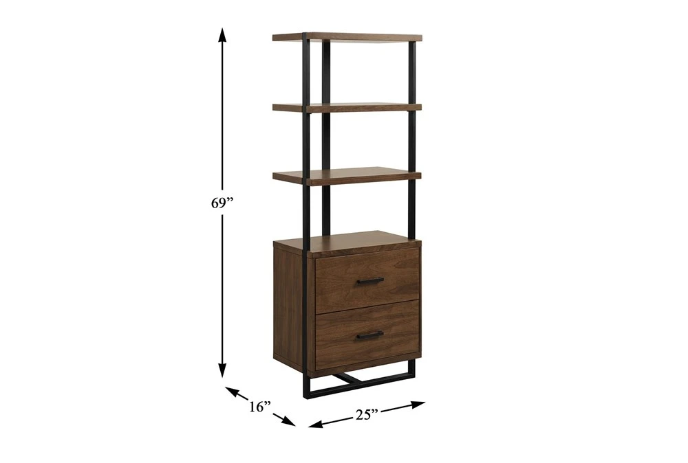 Don 69" Mid-Century Modern Bookcase With Drawers 6 Don 69" Mid-Century Modern Bookcase With Drawers - Image 4