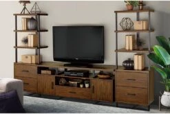 Don 69" Mid-Century Modern Bookcase With Drawers 13 Don 69" Mid-Century Modern Bookcase With Drawers -Modern Office Shop 320674 brown wood bookcase room 85