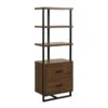 Don 69" Mid-Century Modern Bookcase With Drawers -Modern Office Shop 320674 brown wood bookcase signature 01