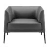 Mani Gray Lounge Chair With Matte Black Legs -Modern Office Shop 320686 grey leather accent chair signature 01