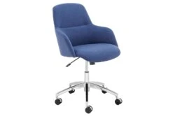 Mona Office Chair In Blue Fabric With Polished Aluminum Base -Modern Office Shop 321646 blue polyester office chair detail 45