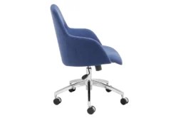 Mona Office Chair In Blue Fabric With Polished Aluminum Base -Modern Office Shop 321646 blue polyester office chair detail 46
