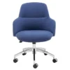 Mona Office Chair In Blue Fabric With Polished Aluminum Base -Modern Office Shop 321646 blue polyester office chair signature 01