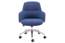 Mona Office Chair In Blue Fabric With Polished Aluminum Base