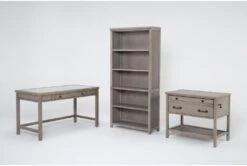 Saybrook 3 Piece Office Set With 54" Writing Desk, 75" Bookcase + File Cabinet