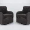 Katrina Velvet Grey Swivel Glider Chairs, Set Of 2 1 Katrina Velvet Grey Swivel Glider Chairs, Set Of 2 -Modern Office Shop 322482 grey fabric swivel glider signature 01