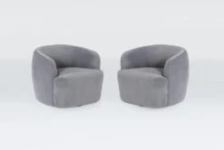 Abby Swivel Barrel Chairs, Set Of 2