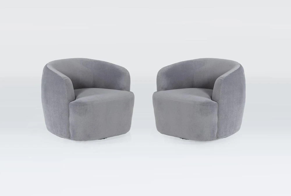 Abby Swivel Barrel Chairs, Set Of 2 3 Abby Swivel Barrel Chairs, Set Of 2