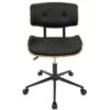 Linnea Walnut + Black Faux Leather Swivel Adjustable Office Chair -Modern Office Shop 323462 front 02