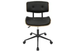 Linnea Walnut + Black Faux Leather Swivel Adjustable Office Chair